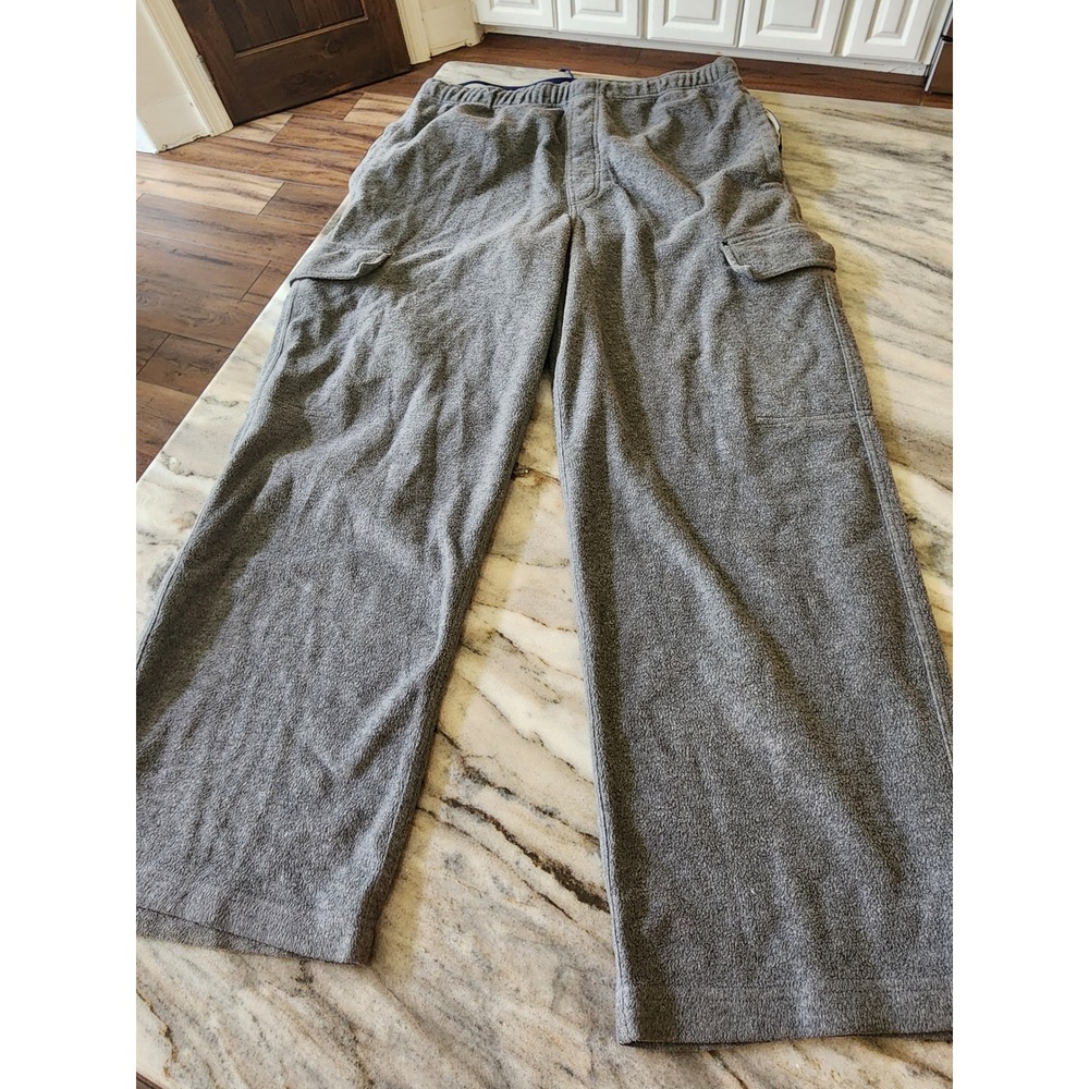 Old Navy Mens XL Gray Fleece Cargo Sweatpants Wide Leg Relaxed Fit Drawstring